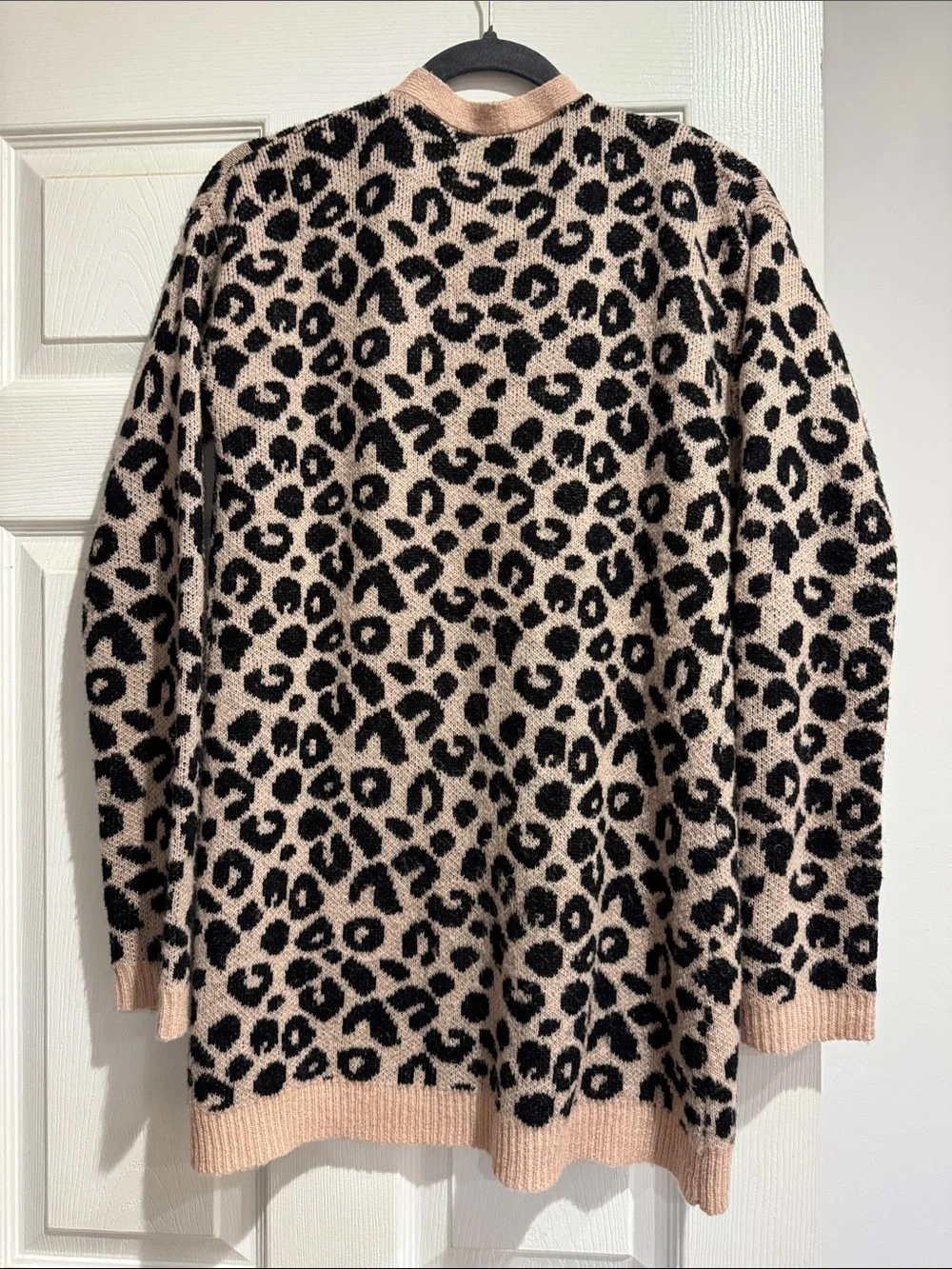 Ten sixty Sherman Women's Pink Leopard Open-Front Cardigan Sweater size xl